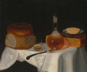 Stilleven van brood, boter en kaas